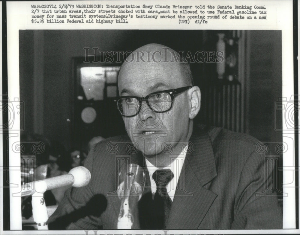 1973 Press Photo Claude Brinegar Transportation