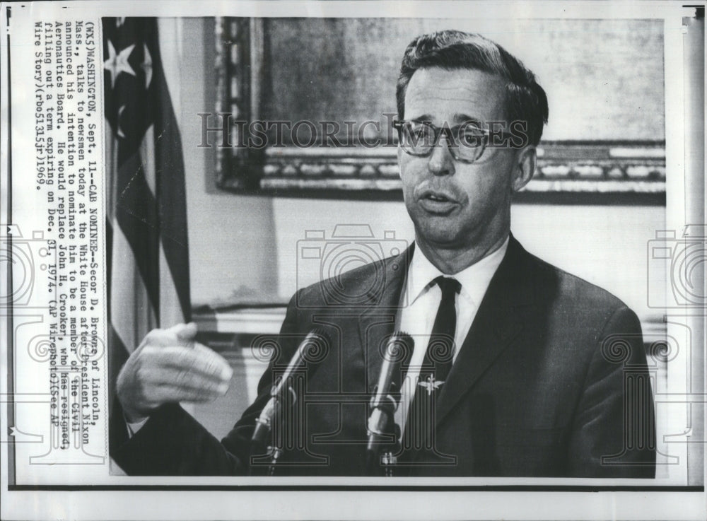 1969 Press Photo Browne Nominee Civil Aeronautics Board