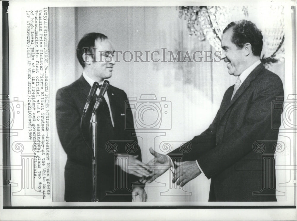 1969 Press Photo President Nixon Pierre Elliott Canadia