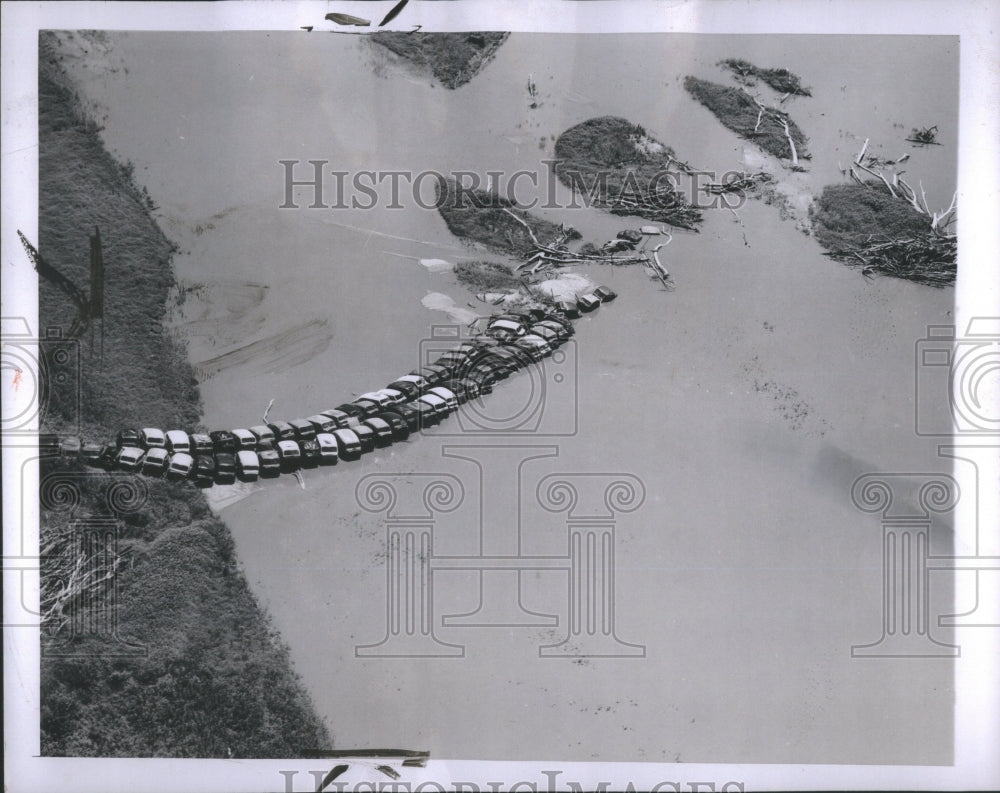 1956 Press Photo Kansas Kaw River Jetty Willard