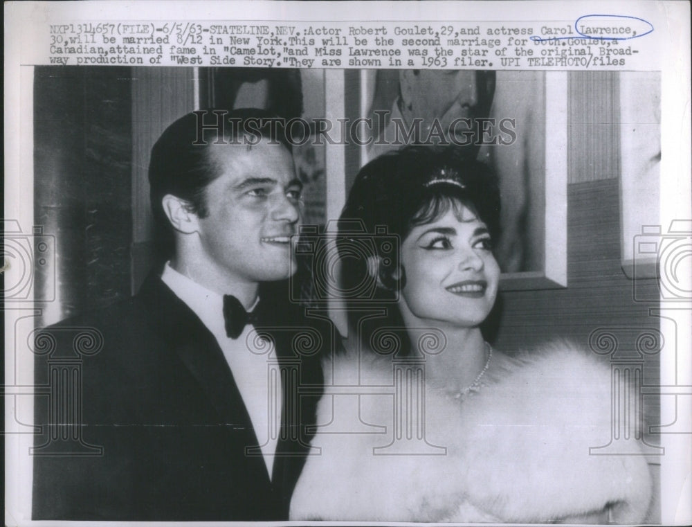 1963 Press Photo Actor Robert Goulet Actress Carol Lawr