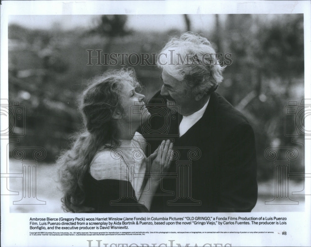 1990 Press Photo Gregory Peck Jane Fonda Old Gringo