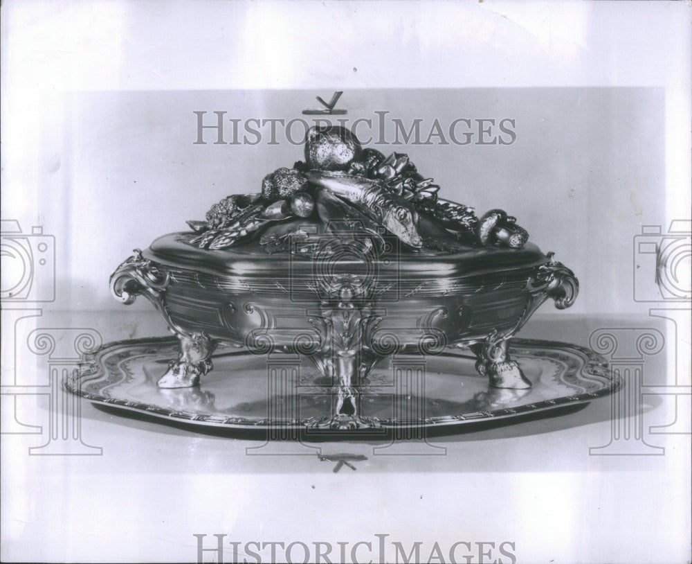 1955 Press Photo French Silver Tureen German Art