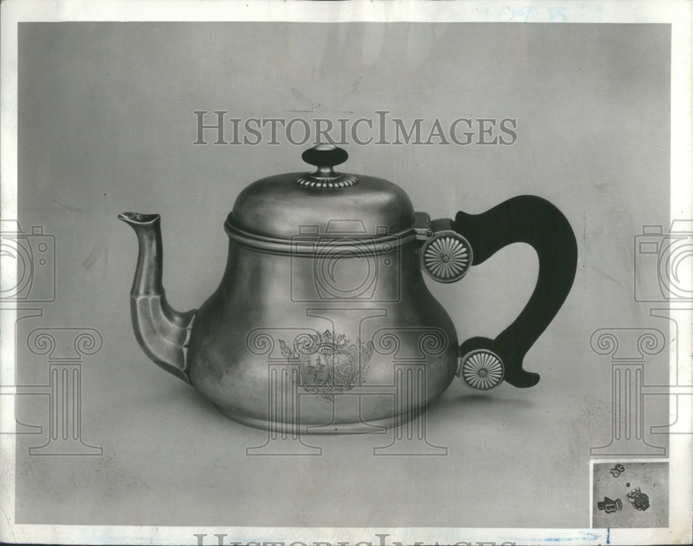 1956 Press Photo Louis XV French Silver Teapot Abbevill