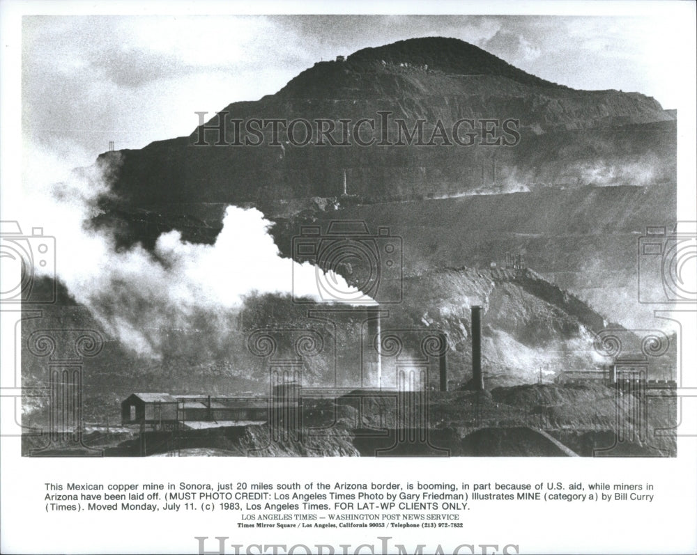 1983 Press Photo Mexican Copper Mine in Sonora