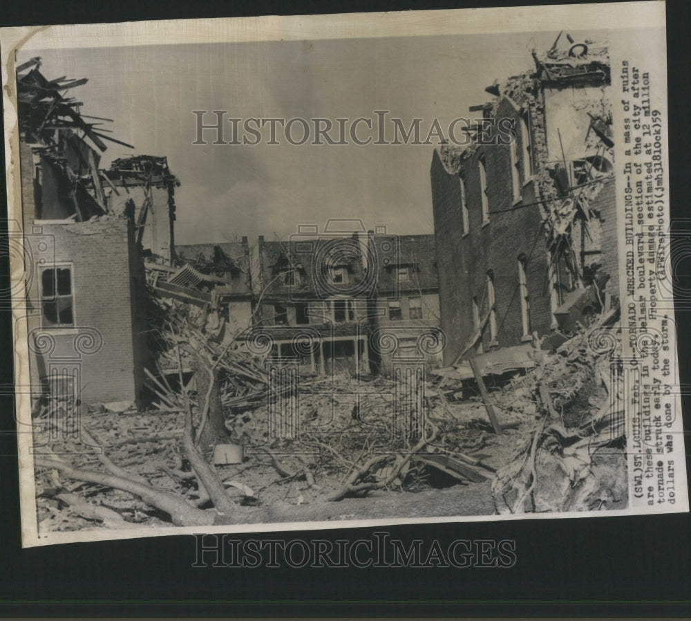 1959 Press Photo Building Deimar Boulevard Storm Damage