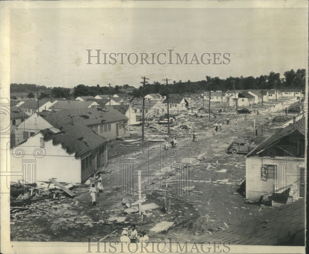 1943 Press Photo Twister Survyed Housing Yesterday