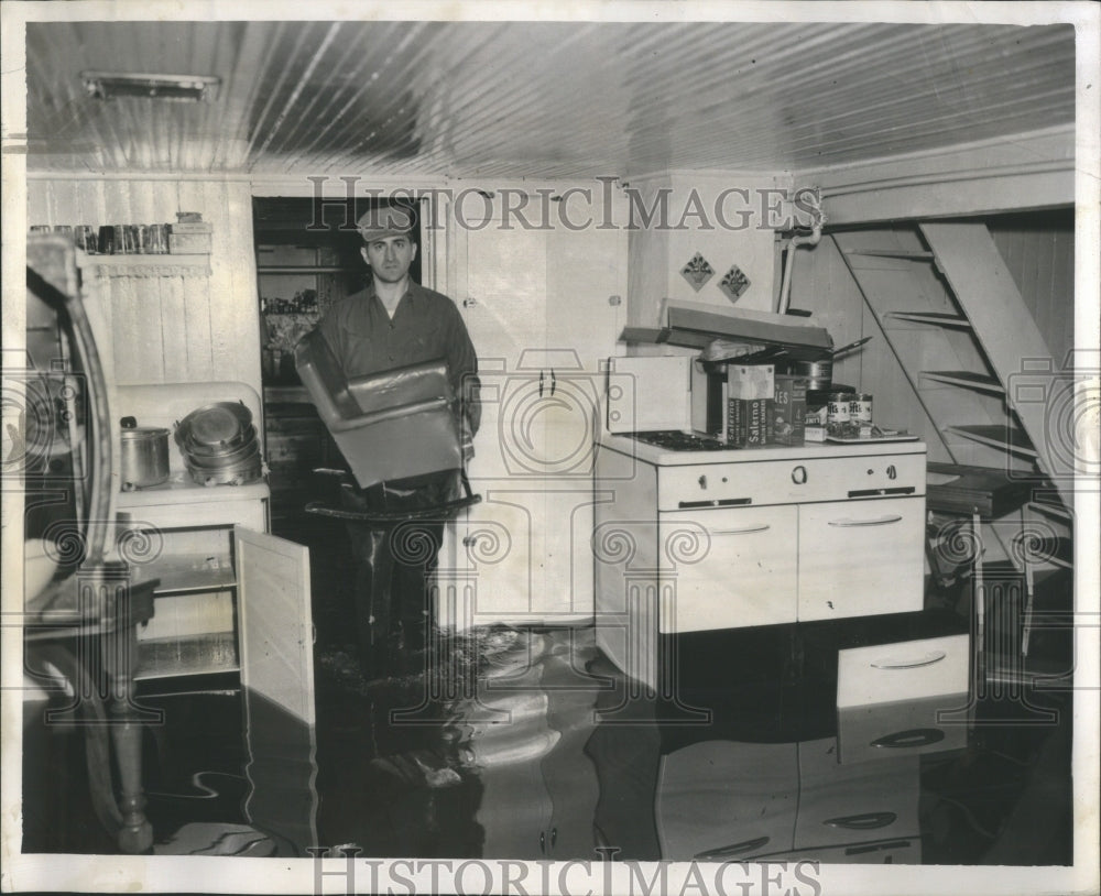 1955 Press Photo Jerome Jatrzak Basement