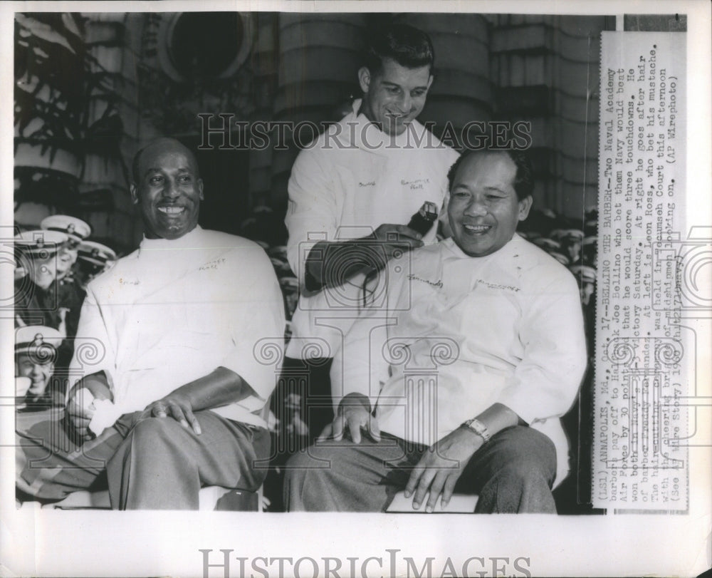 1960 Press Photo Halfback Joe Bellino &amp; Barbers