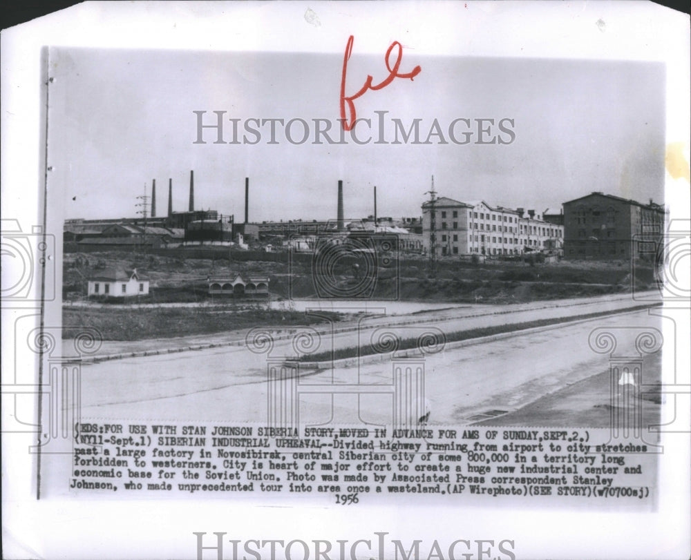 1956 Press Photo Airport Oity Novosibirsk Factory Highw