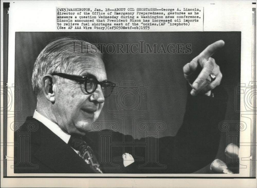 1973 George A Lincoln Prepardeness Gesture - Historic Images