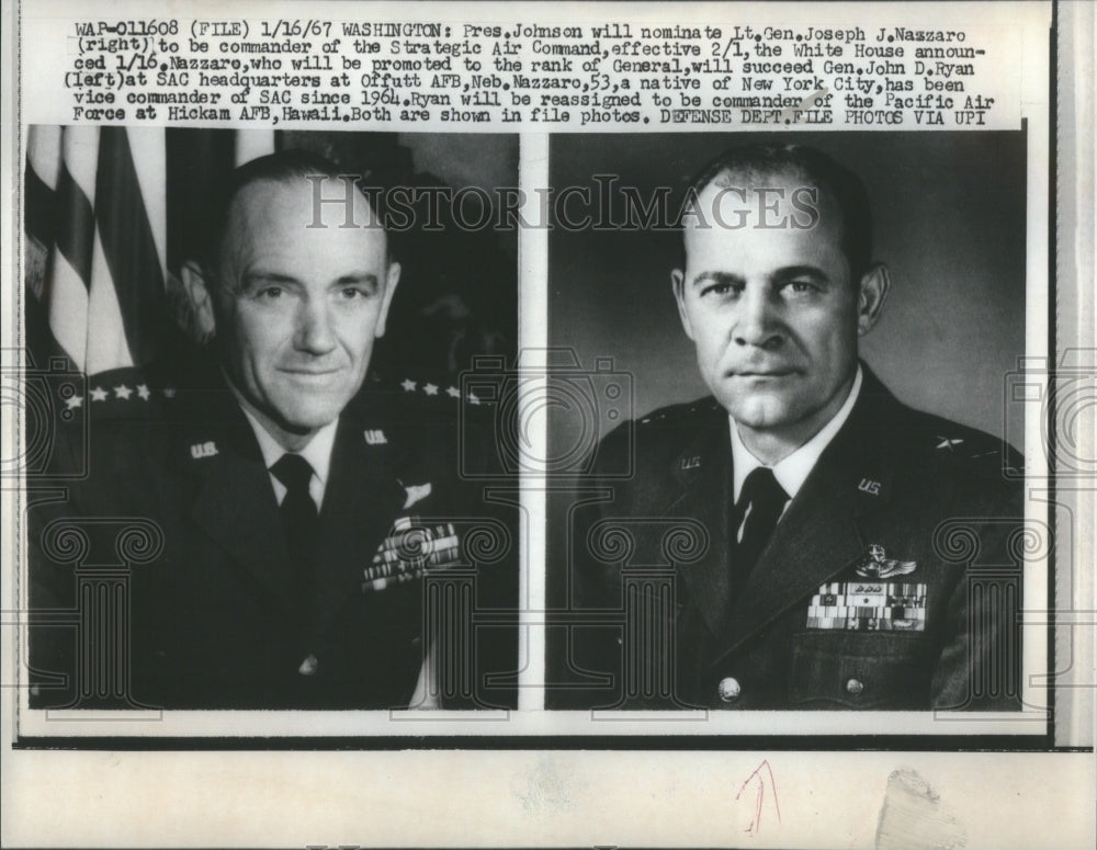 1967 Press Photo Lt Gen Nazzaro Succeeds Gen Ryan