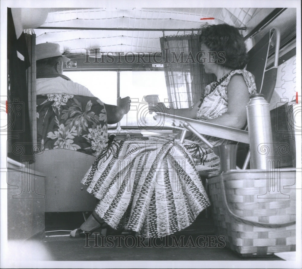 1958 Press Photo Recreational Vehicle Interior