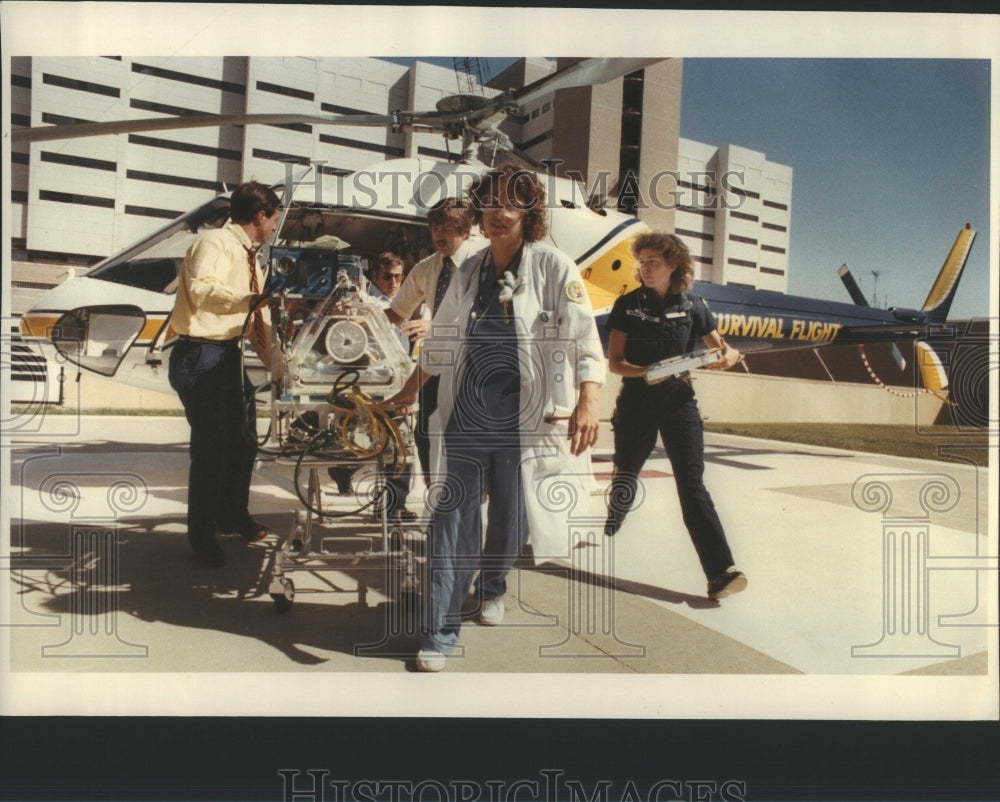 1983 Press Photo UM&#39;s Survival Flight Helicopters Servi