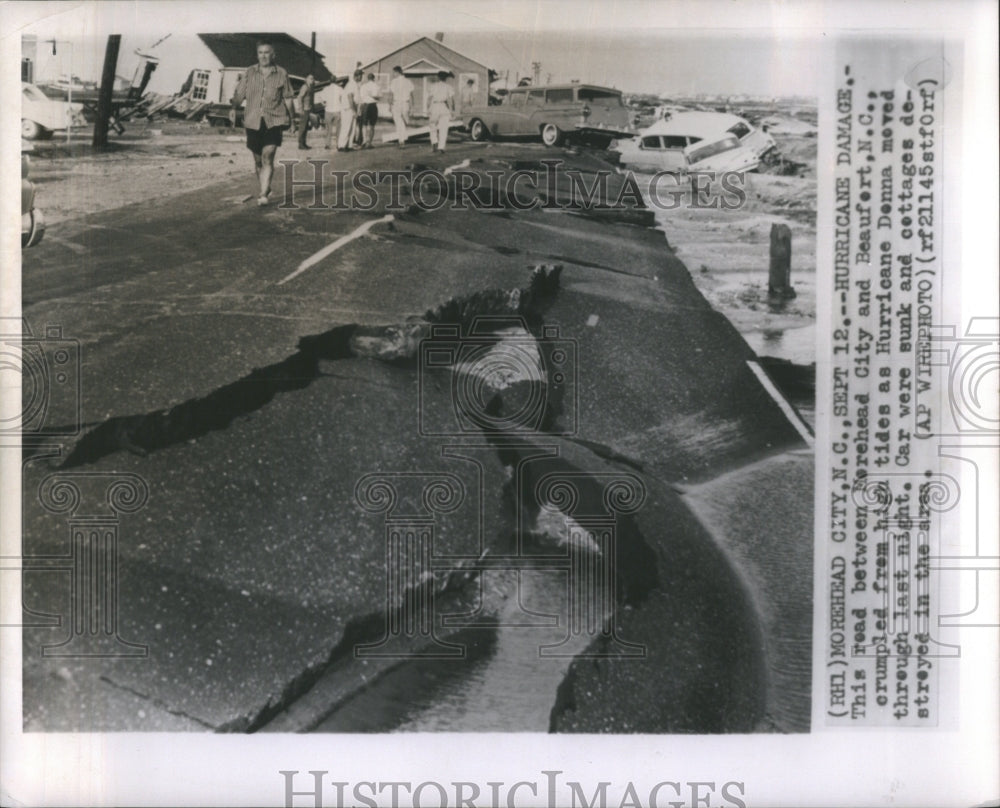 1960 Press Photo Hurricane Damage Merehead City N C Cru