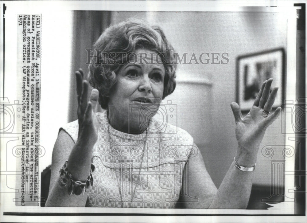 1971 Press Photo Virginia H. Knauer Consumer Advisor