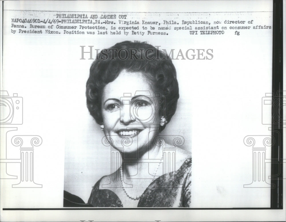 1969 Press Photo Virginia Harrington Knauer Woman