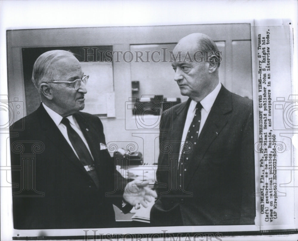 1960 Press Photo Harry S Truman President