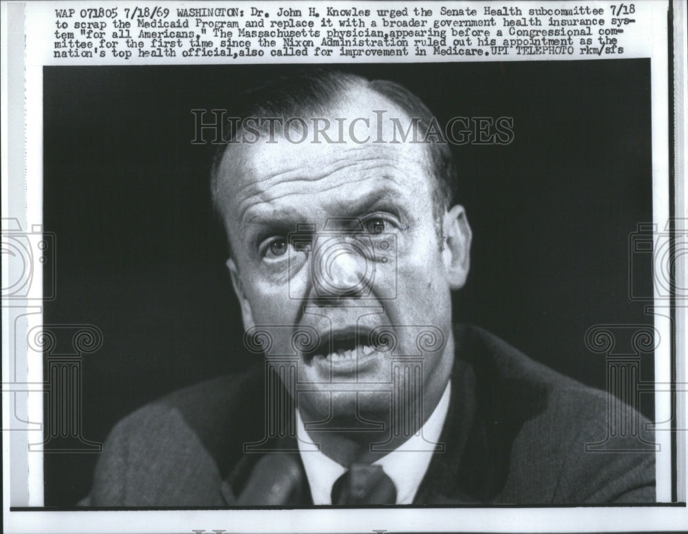 1969 Dr. John H. Knowles Physician Press Photo