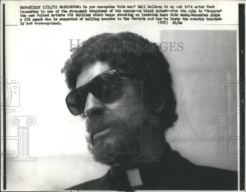 1972 Press Photo Actor Strangest Lancaster Black Priest