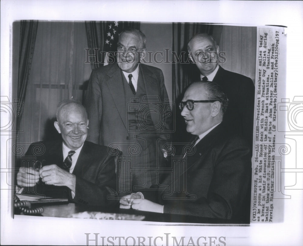 1957 Press Photo President Eisenhower French Guy Molle