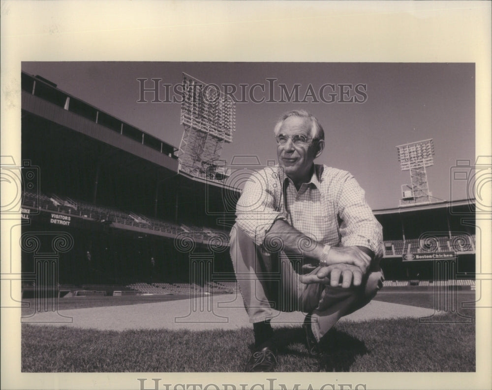 1994 Press Photo Journalist Halberstam Baseball Diamond