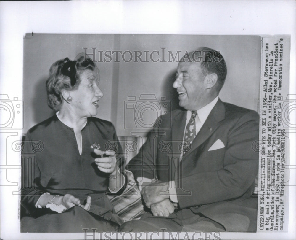 1956 Press Photo Democratic Nominee with Mrs. LaGuardia