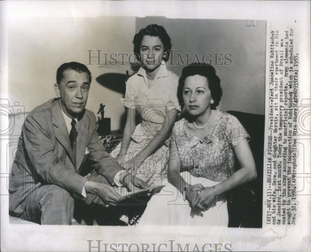 1955 Press Photo Pres-elect Juscelino Kubitachek,Family