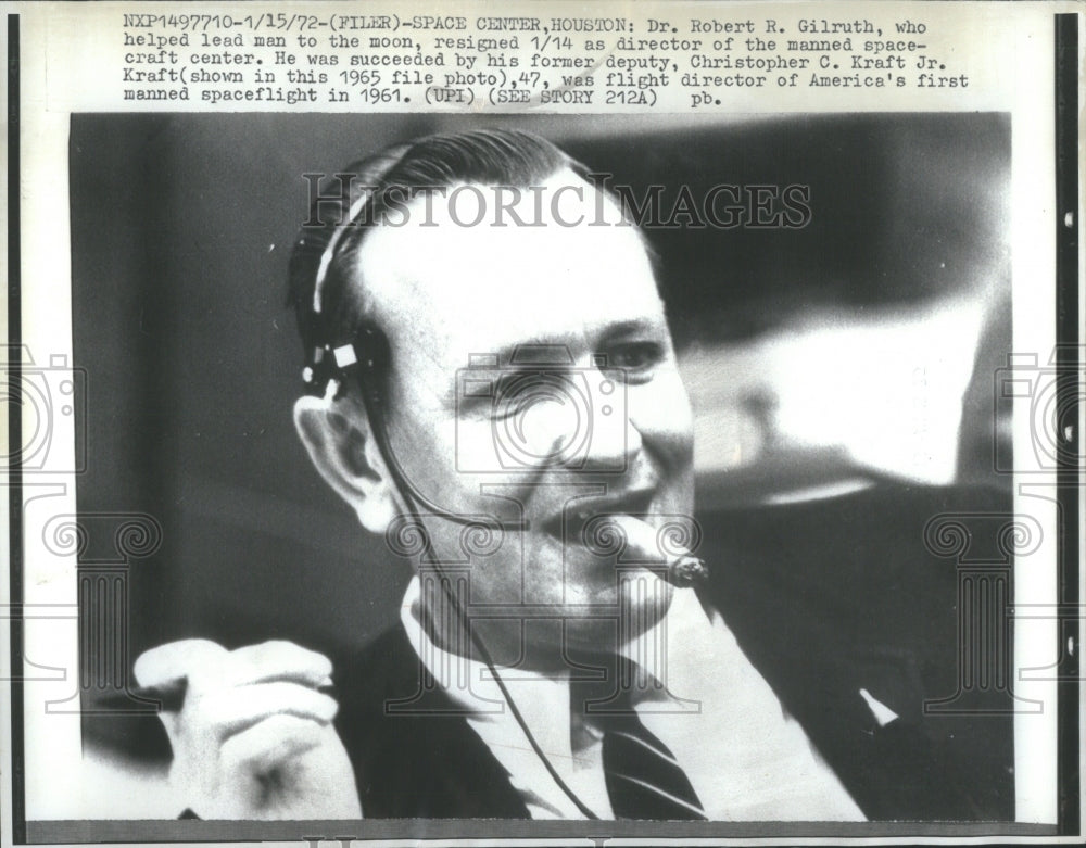 1972 Press Photo Flight Director Dr. Robert R. Gilruth