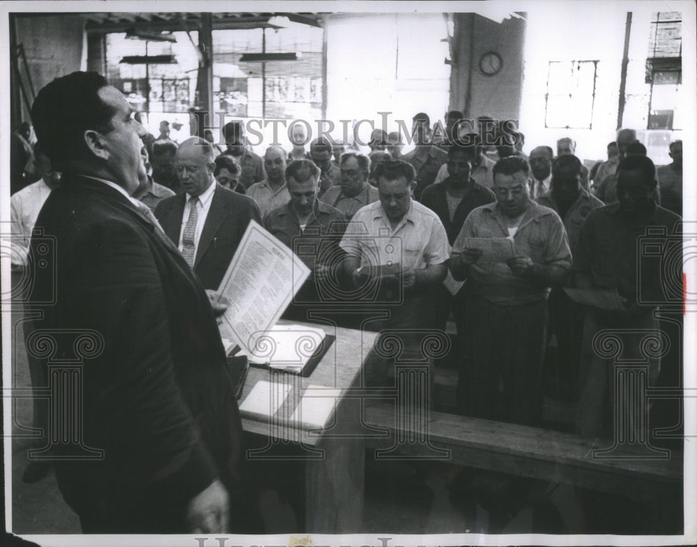 1954 Press Photo Industrial Chaplaincy Plant Montiero