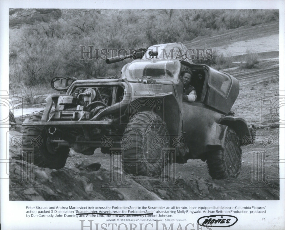 1983 Press Photo Spacehunter: Driving in Forbidden Zone