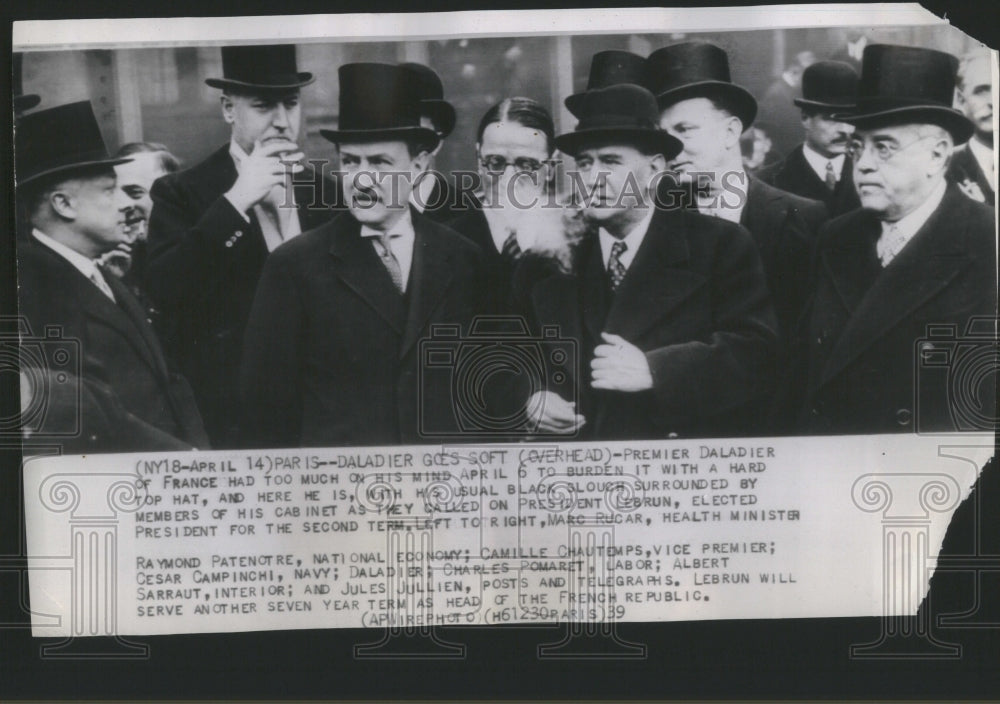 1939 Press Photo Paris Daladier Marc Rucar Health Raymo