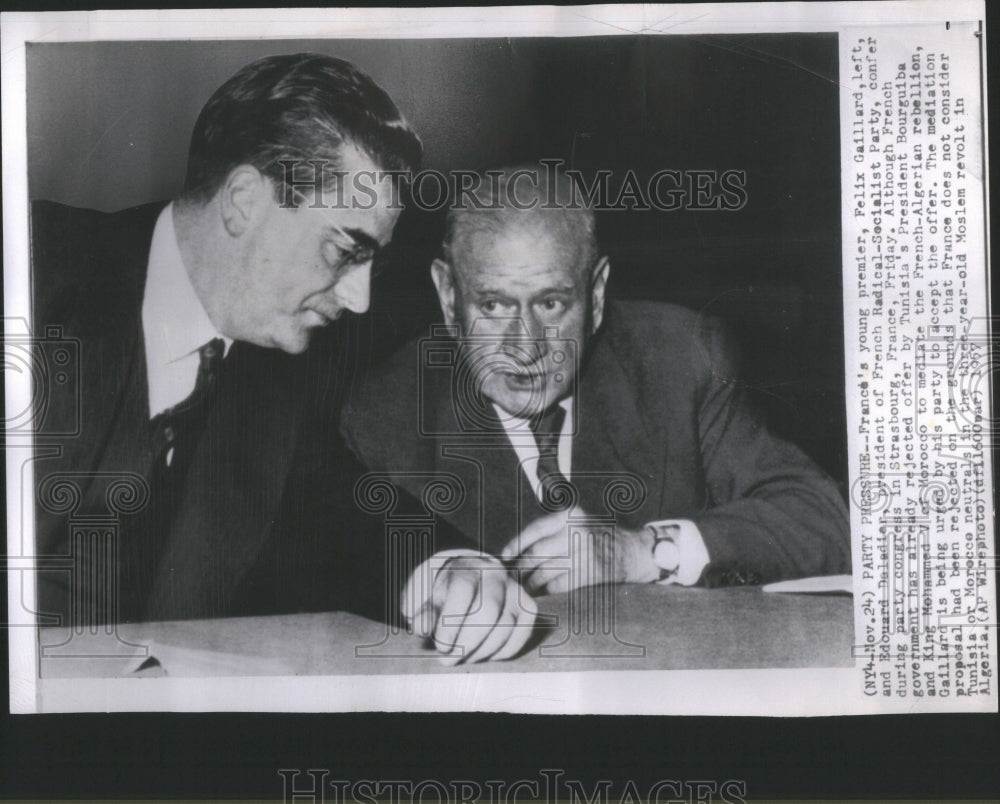 1957 Press Photo Felix Gailard Edouard Daladier French