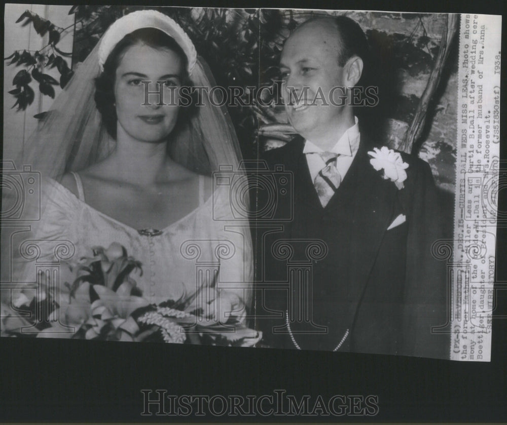 1938 Press Photo Curtis Dall weds Miss Leas