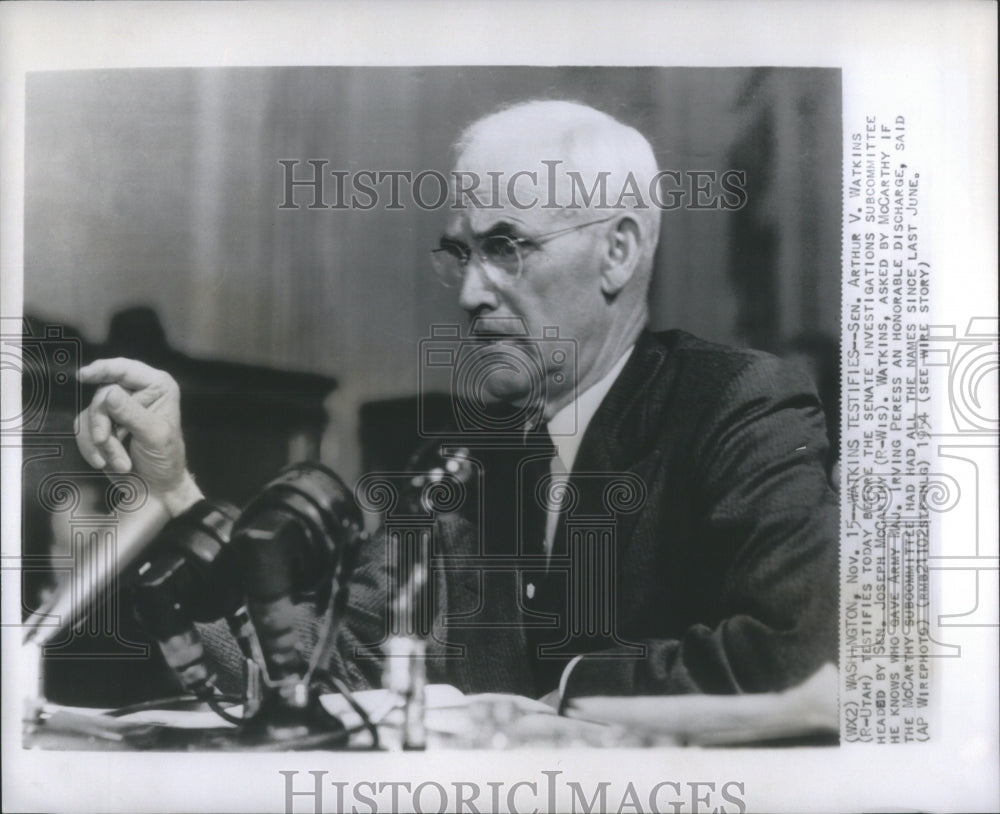 1954 Press Photo Senator Arthur Watkins Sen. McCarthy