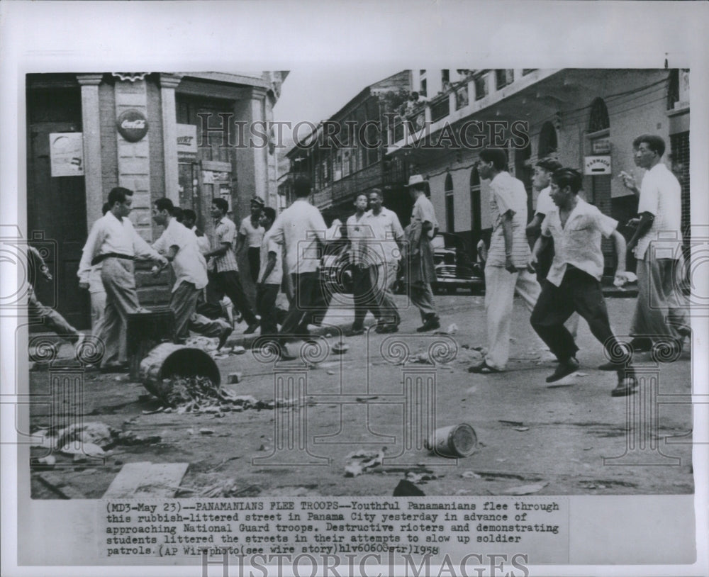 1958 Panamanians Flee Troops Street Riots  - Historic Images