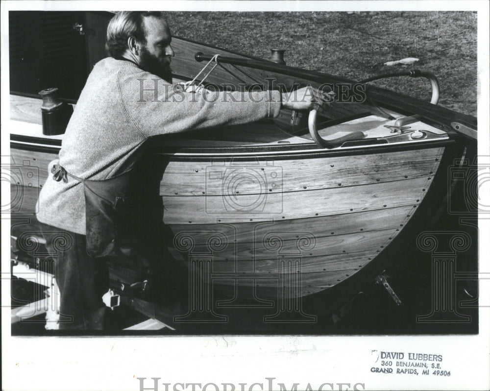 1983 Press Photo Boat Builder