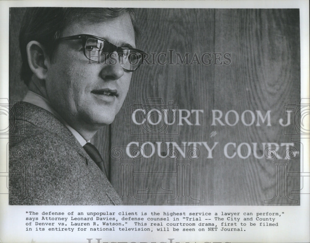 1970 Press Photo Davies Leonard Atty