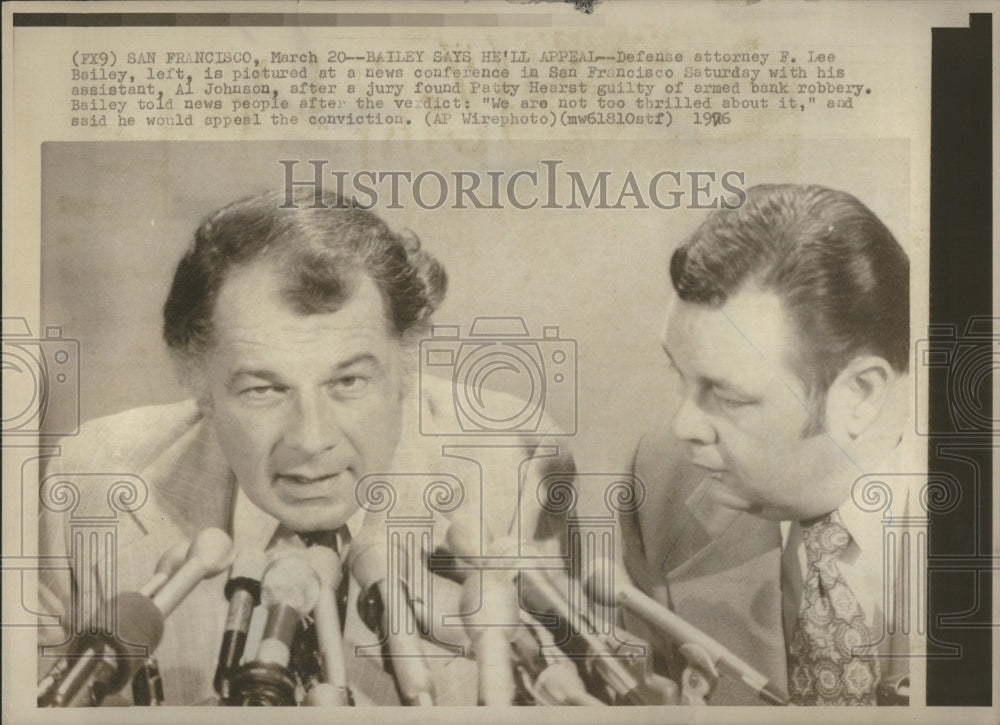 1976 Press Photo Bailey Appeal Defense Attorney F.Lee