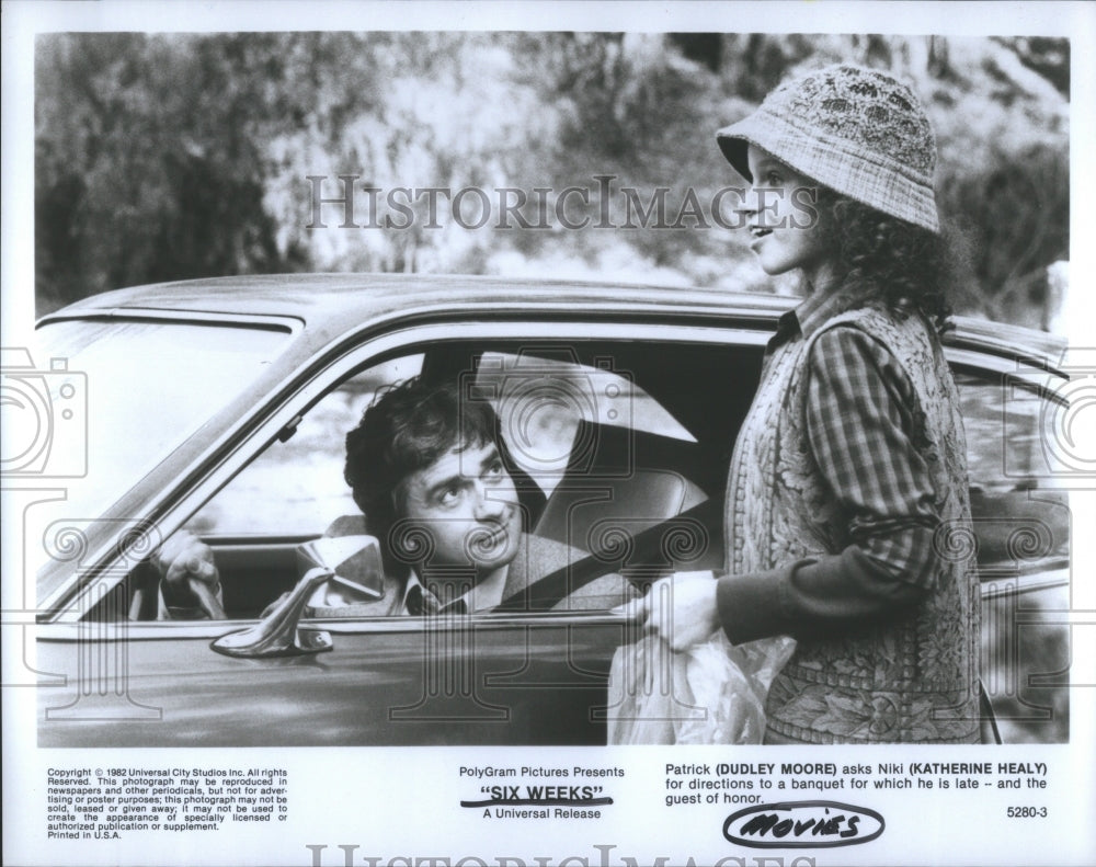 1982 Press Photo Actors Dudley Moore &amp; Katherine Healy