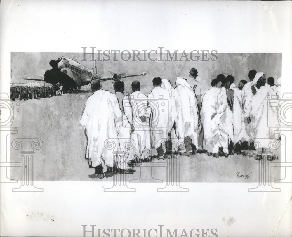 1963 Press Photo Painting: &quot;The Spectators&quot;