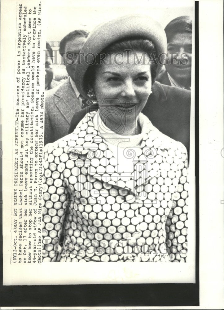 1974 Isabel Peron Argentina Leader - Historic Images