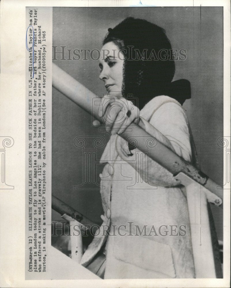 1965 Elizabeth Taylor Seeing Sick Father - Historic Images