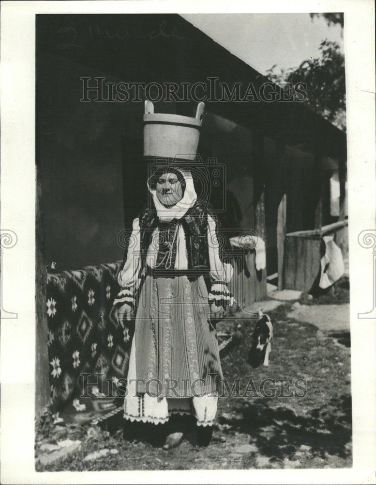 1935 Romanian Milk Maid - Historic Images