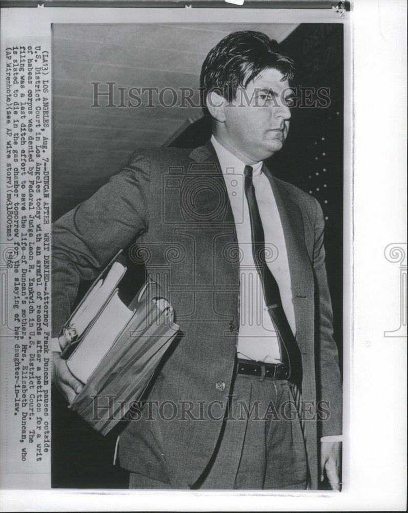 1962 Dungan Frank Duncan U.s District Judge - Historic Images