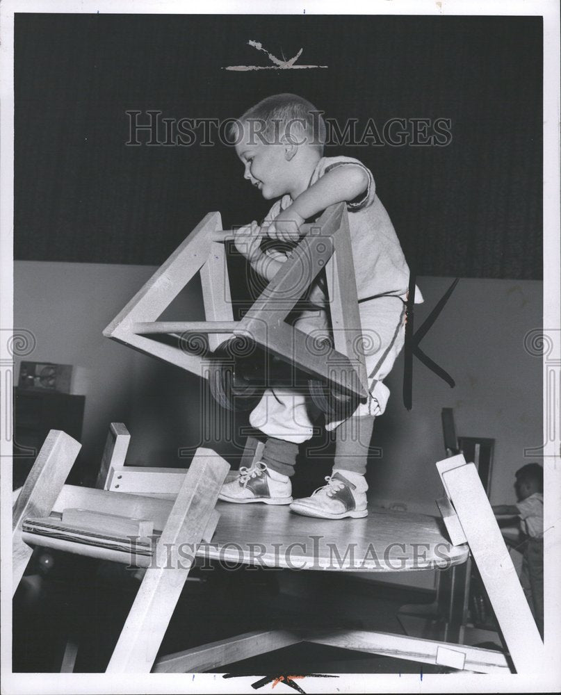 1958 Bruce Dach  Nurseries Boy Table Stands - Historic Images