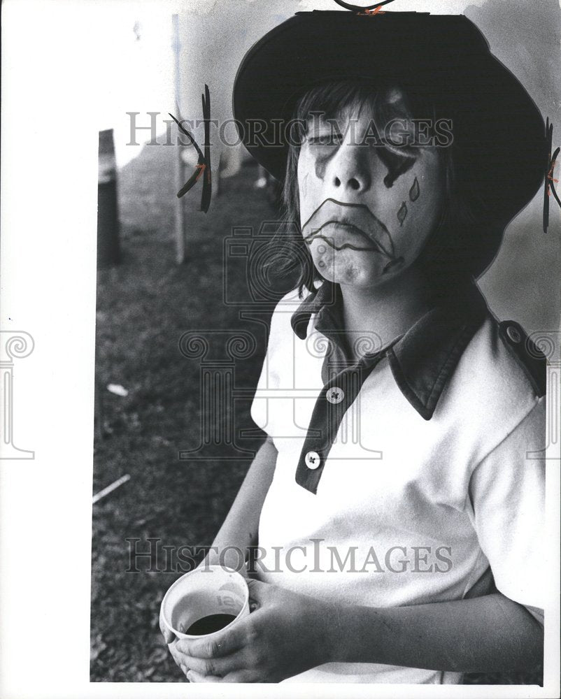 1973 Kid Wearing Clown Makeup-Historic Images