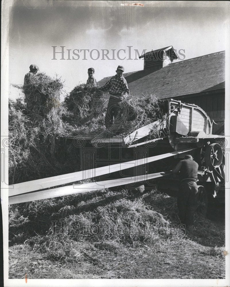 1943 Pitching Beans People Machine Michigan - Historic Images