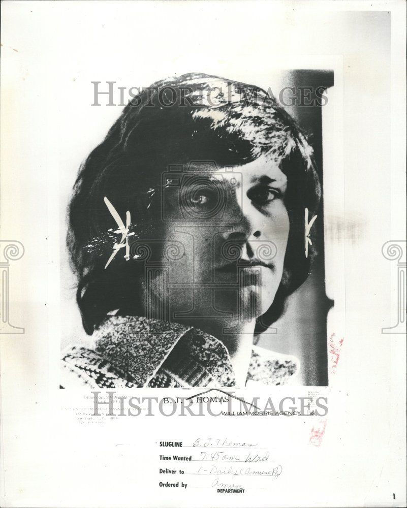 1973 B J Thomas Popular Singer Huston Texas - Historic Images