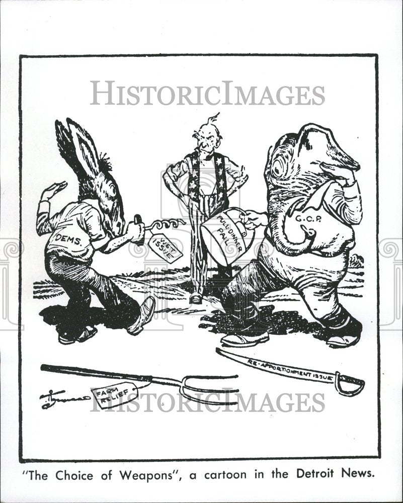 1967 Choice Weapons Cartoon Detroit News - Historic Images